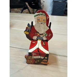 Vintage Hand Painted Santa Claus Miniature Wood Chair Ornaments 4.5” Rawlings 89
